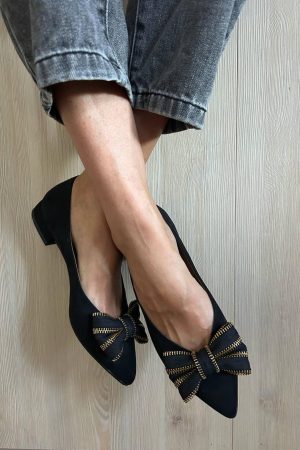 Vegan Ballerinas With Bow | Black