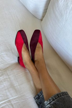 Two-Tone Vegan Ballerinas | Red & Burgundy