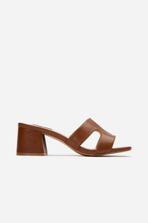 Bok Women's Vegan Leather Mule Heel Sandals | Tan
