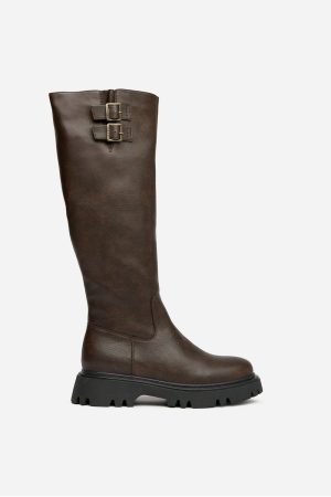 Bram Women's Vegan Leather Knee High Boots | Brown