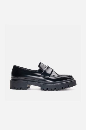 Esel Women's Vegan Leather Chunky Loafers | Black