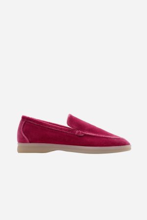 Women's Velvet Vegan Loafers | Pink