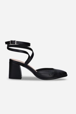 Lisa Women's Vegan Apple Leather Strappy Heels | Black