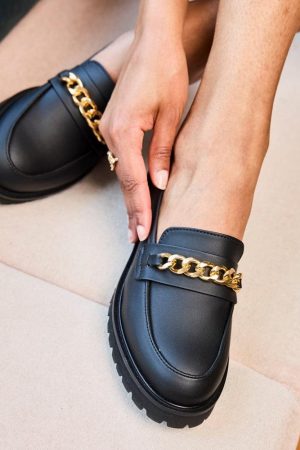 Essential Black Vegan Leather Loafers | Black