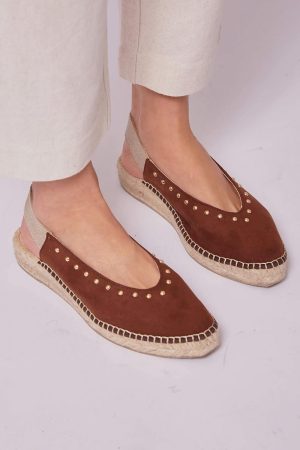 MOMOC Studded Jute Vegan Sandals | Cognac UK3 / EU36 / US5