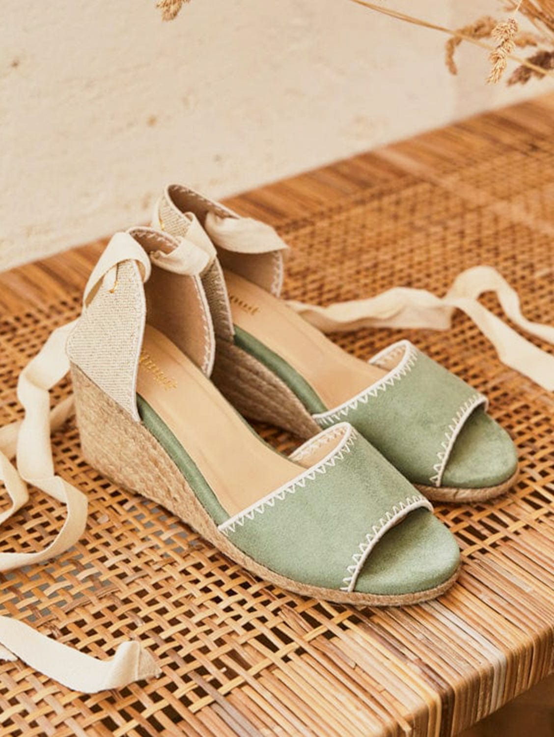 Azalea Vegan Suede Espadrille Wedge Sandals | Sage