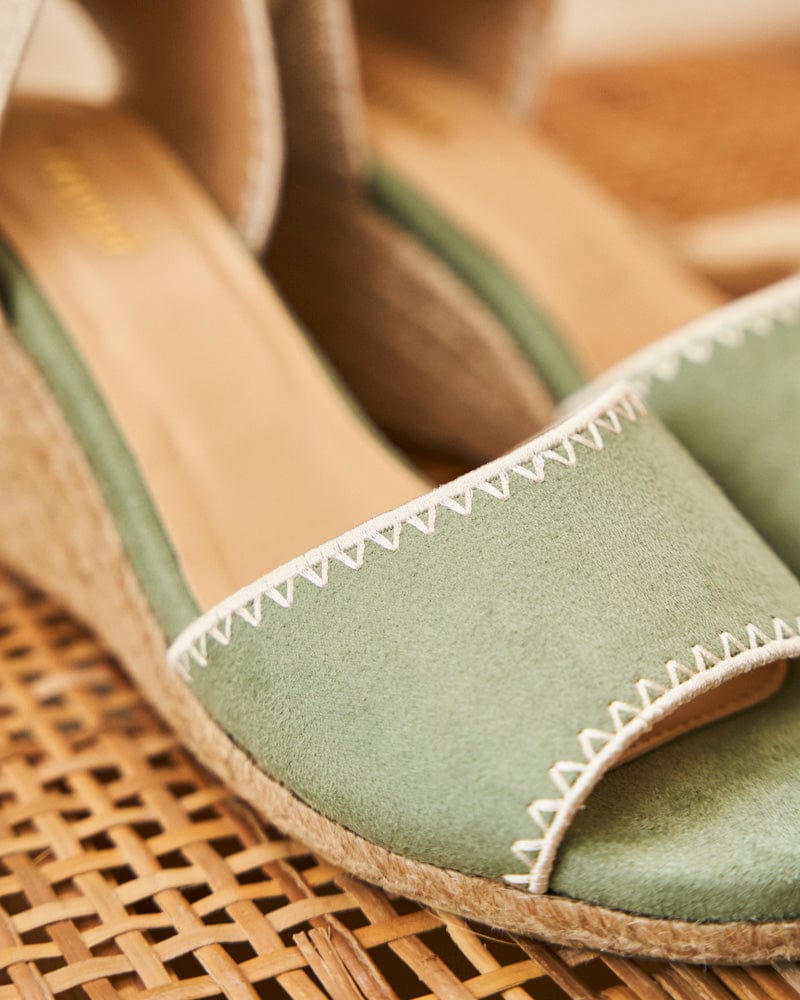 Azalea Vegan Suede Espadrille Wedge Sandals | Sage - Image 3