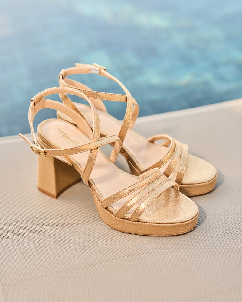 Bavella Recycled Vegan Platform Sandals | Gold - Image 3