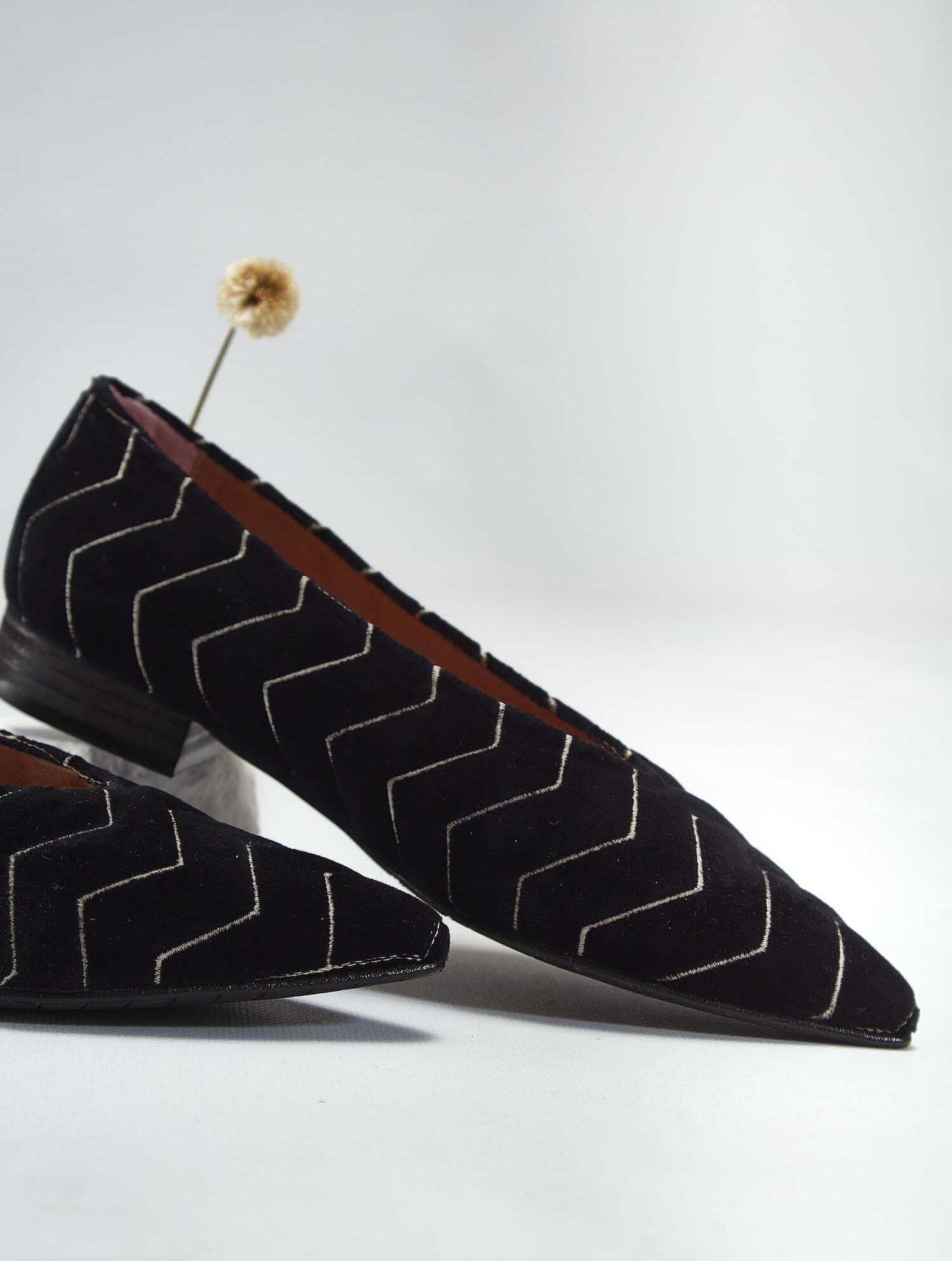 Dragonfly Dancers Vegan Velvet Flats | Black