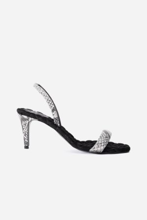 Claudia Vegan Cotton High-Heeled Slingback Sandals | Python