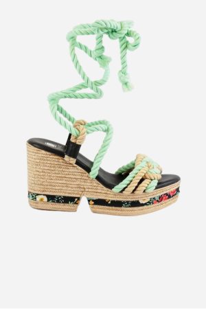 Eva Vegan Cotton Cord Wedge Sandals | Multi