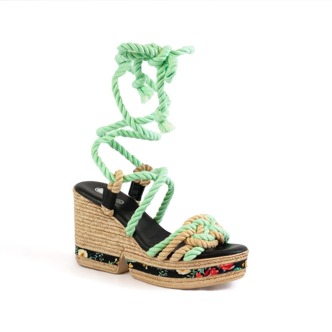 Eva Vegan Cotton Cord Wedge Sandals | Multi - Image 3